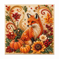 Autumn fox and pumpkins pearl painting kit full design