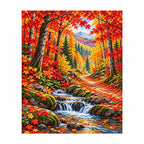 White-background finished diamond painting of Autumn Maple Forest.