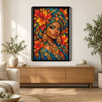 Autumn Maple Queen finished diamond painting in a home interior