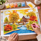 Autumn Mill Creek Diamond Painting Kit diamond painting process