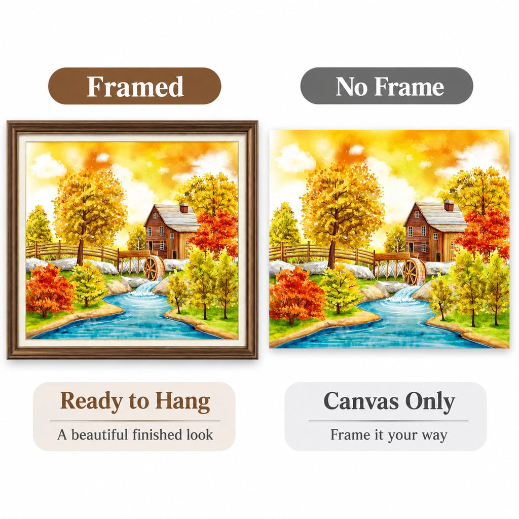 Autumn Mill Creek Diamond Painting Kit diamond painting No Frame and Framed options