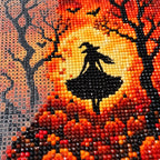 Autumn Moon Witch Diamond Painting Kit diamond and canvas detail