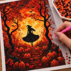 Autumn Moon Witch Diamond Painting Kit diamond placement process