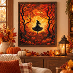Autumn Moon Witch Diamond Painting Kit autumn home decor scene