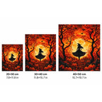 Autumn Moon Witch Diamond Painting Kit size guide