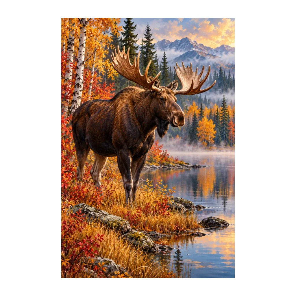 Original Autumn Moose artwork on a white background.