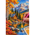 Autumn Mountain Cabin Lake diamond placement process