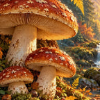 Close-up diamond detail of the autumn mushroom woodland diamond painting