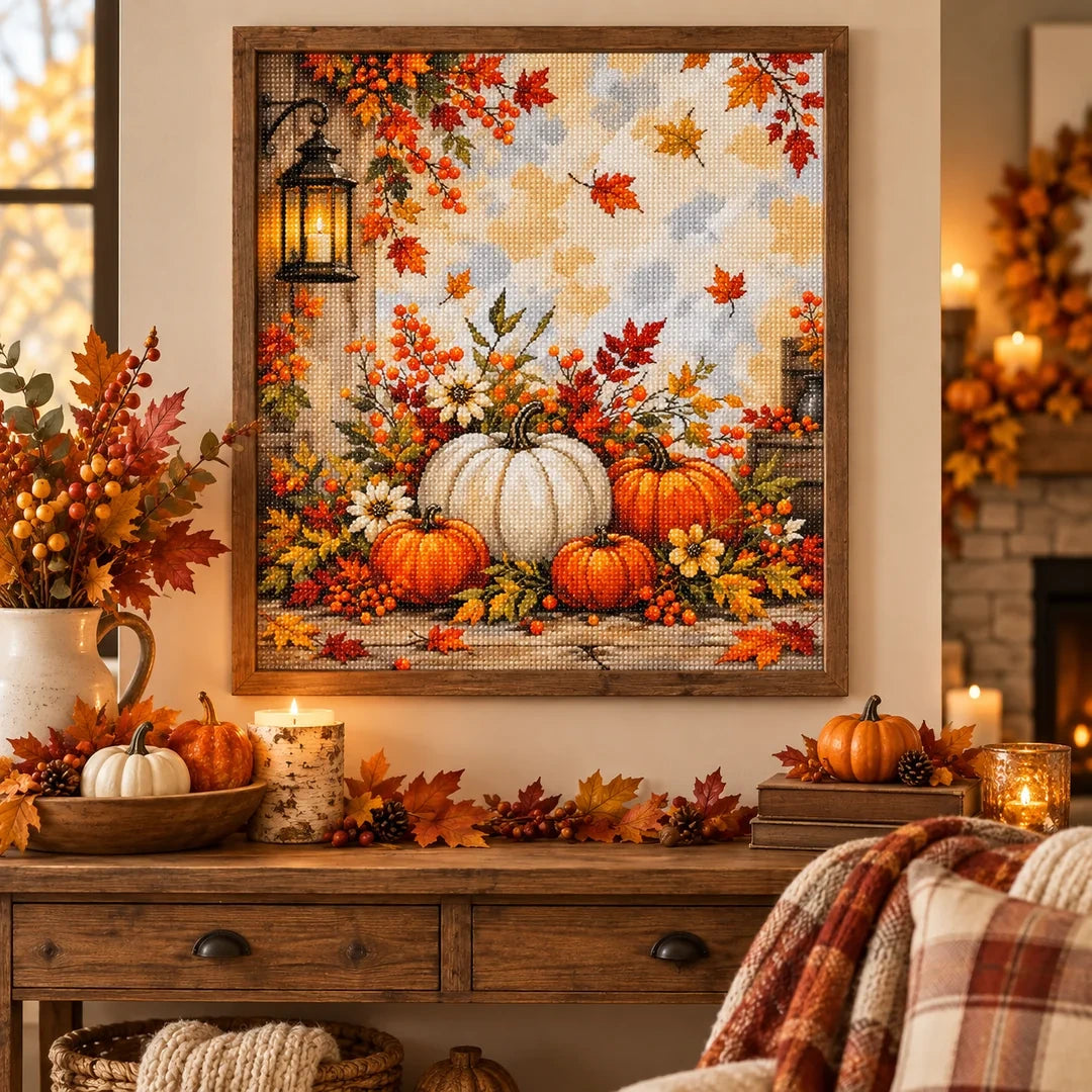 Autumn Pumpkin Lantern Diamond Painting Kit autumn home decor scene