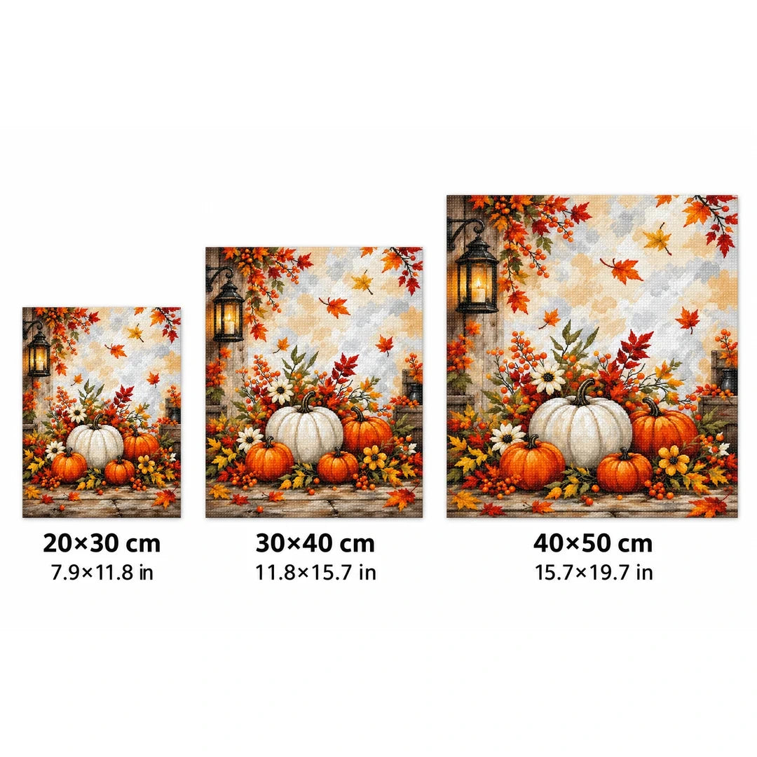 Autumn Pumpkin Lantern Diamond Painting Kit size guide