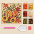 Autumn Pumpkin and Sunflowers Pearl Diamond Painting Kit kit image