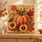 Autumn Pumpkin and Sunflowers Pearl Diamond Painting Kit room image