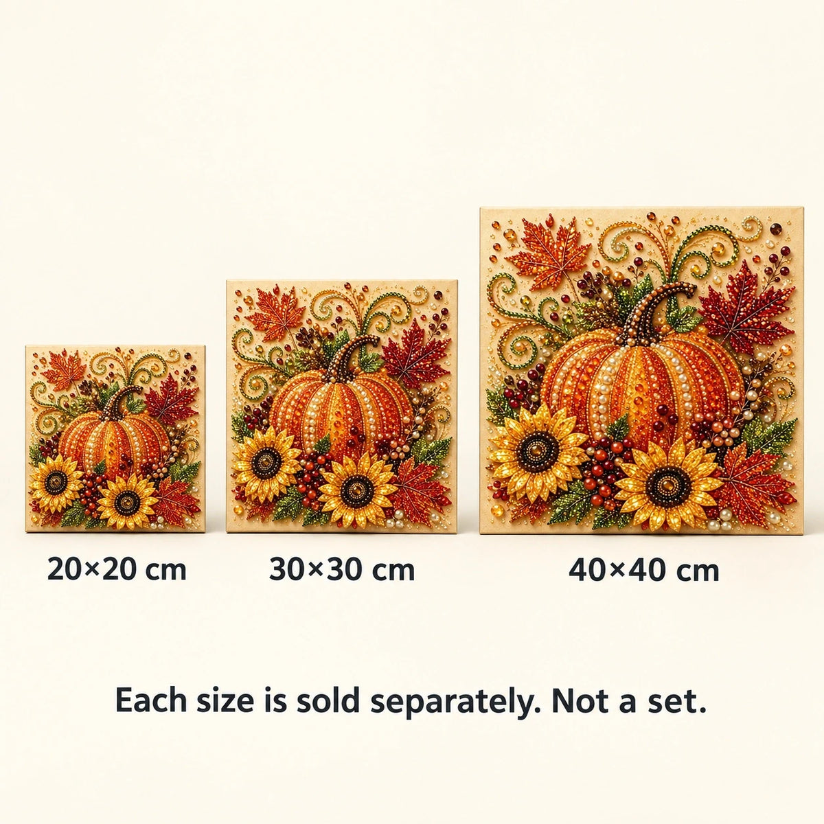 Autumn Pumpkin and Sunflowers Pearl Diamond Painting Kit size image