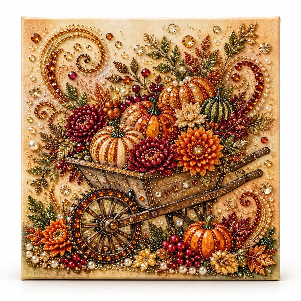 Autumn Pumpkin Wheelbarrow Pearl Diamond Painting Kit hero image