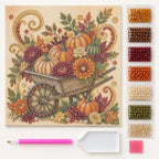 Autumn Pumpkin Wheelbarrow Pearl Diamond Painting Kit kit image