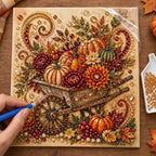 Autumn Pumpkin Wheelbarrow Pearl Diamond Painting Kit process image