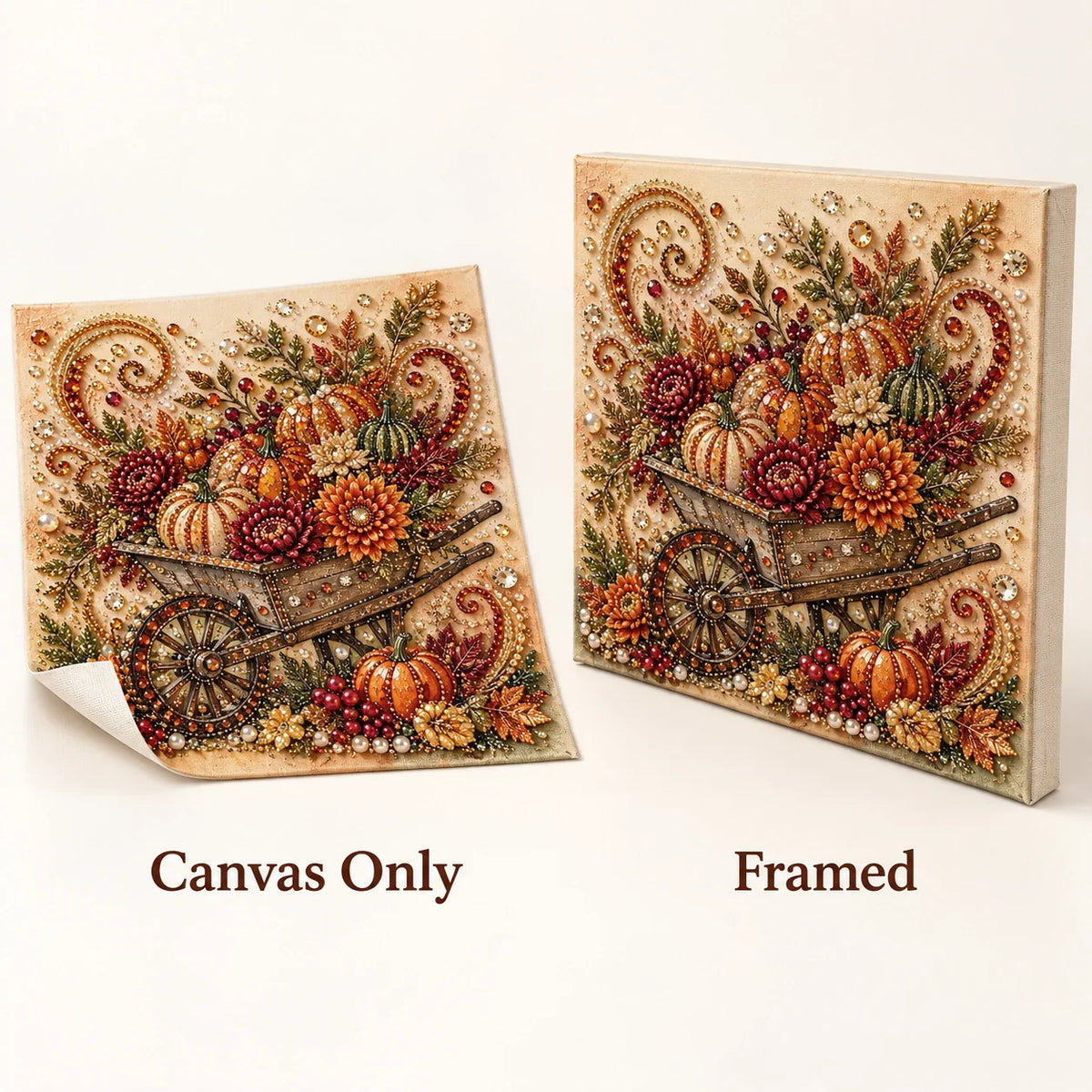 Autumn Pumpkin Wheelbarrow Pearl Diamond Painting Kit style image