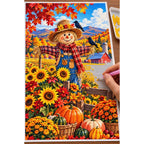 Autumn Scarecrow Sunflower Field — diamond painting process with applicator pen