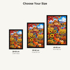 Autumn Scarecrow Sunflower Field — size comparison for 20 × 30, 30 × 40 and 40 × 50 cm
