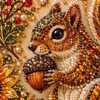 Autumn Squirrel and Pumpkins Pearl Diamond Painting Kit detail image