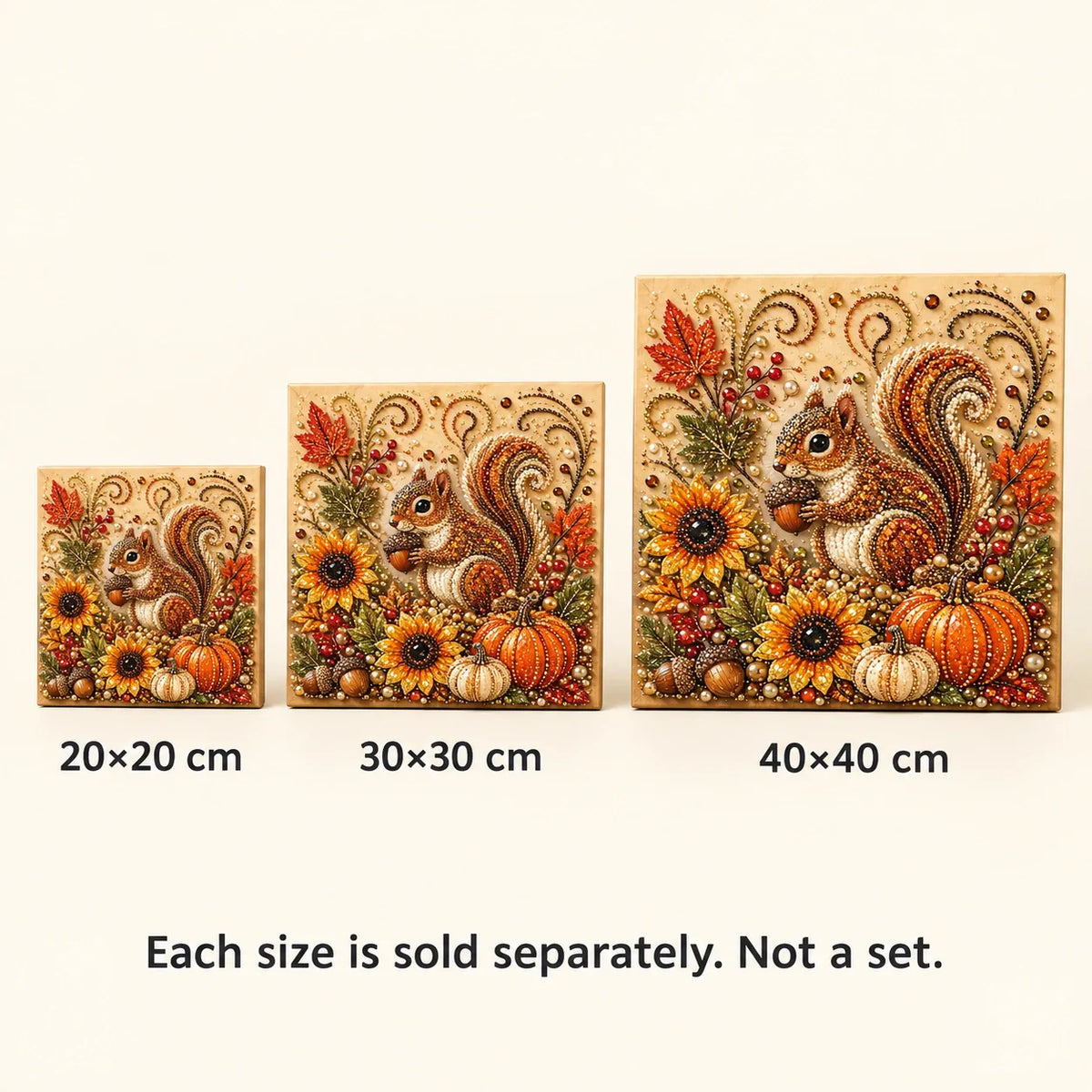 Autumn Squirrel and Pumpkins Pearl Diamond Painting Kit size image