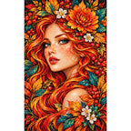 Autumn Sunflower Muse Diamond Painting Kit — Finished white-background diamond painting