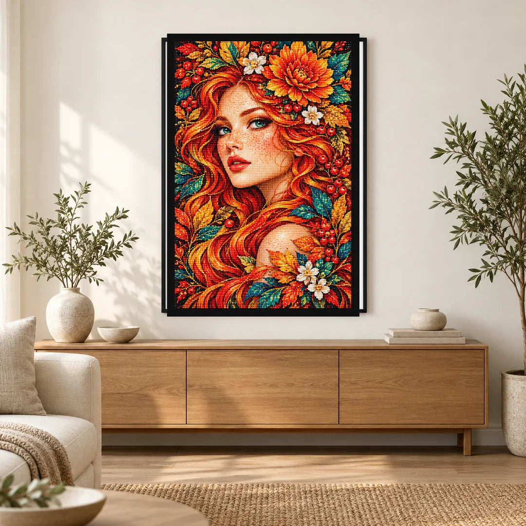 Autumn Sunflower Muse Diamond Painting Kit — Home decor scene