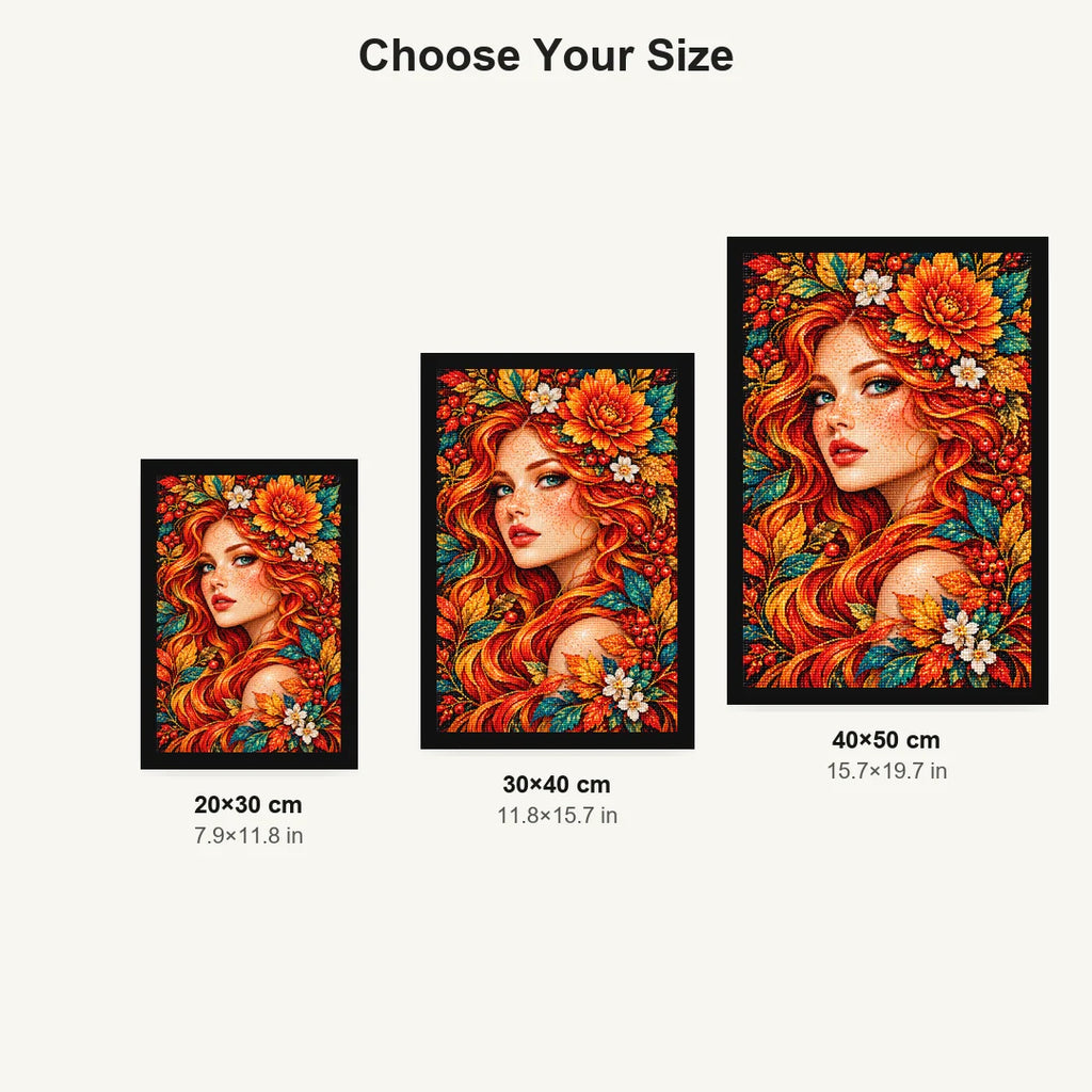 Autumn Sunflower Muse Diamond Painting Kit — Size guide