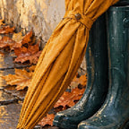 Close-up diamond detail of the autumn umbrella and rain boots diamond painting