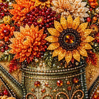 Autumn Watering Can Flowers Pearl Diamond Painting Kit detail image