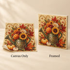 Autumn Watering Can Flowers Pearl Diamond Painting Kit style image