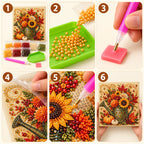 Autumn Watering Can Flowers Pearl Diamond Painting Kit tutorial image