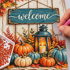 Autumn Welcome Pumpkins Diamond Painting Kit diamond placement process