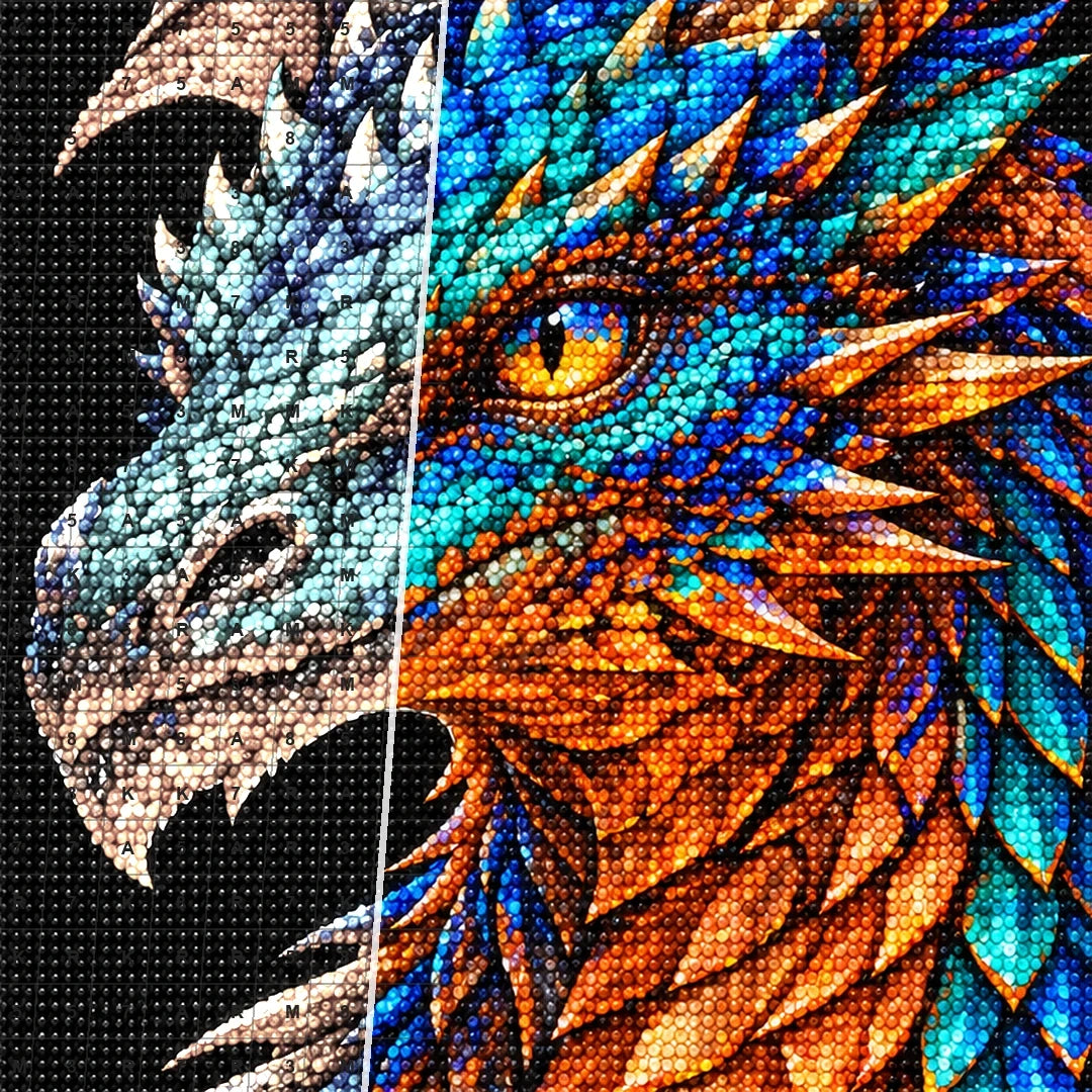 Azure Copper Mosaic Dragon diamond drill and canvas detail