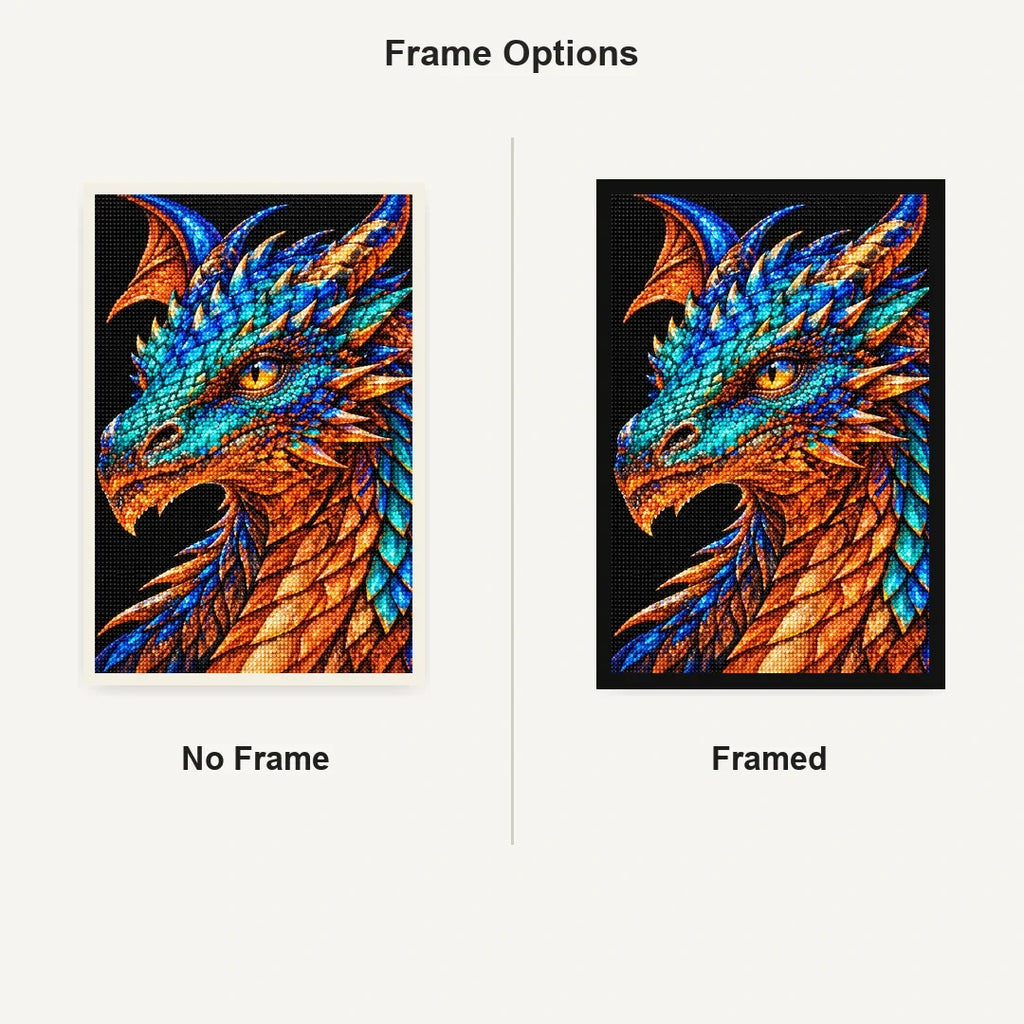 Azure Copper Mosaic Dragon No Frame and Framed style comparison