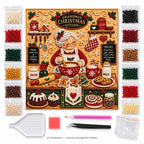Grandma's Christmas kitchen pearl diamond painting — illustrated canvas, matching pearls and placement tools