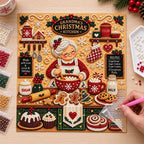Grandma's Christmas kitchen pearl diamond painting — pearl placement process illustration