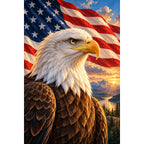 Original Bald Eagle Stars and Stripes artwork on a white background.