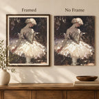 Framed and no-frame comparison for Ballerina in Charcoal Diamond Painting Kit.