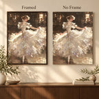 Framed and no-frame comparison for Ballerina in Warm Studio Diamond Painting Kit.
