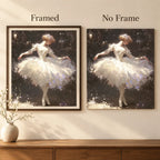 Framed and no-frame comparison for Ballet in the Dark Diamond Painting Kit.