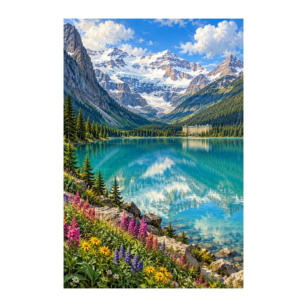 Original Banff Lake Louise artwork on a white background.