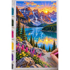 Banff Moraine Lake Sunrise diamond painting process