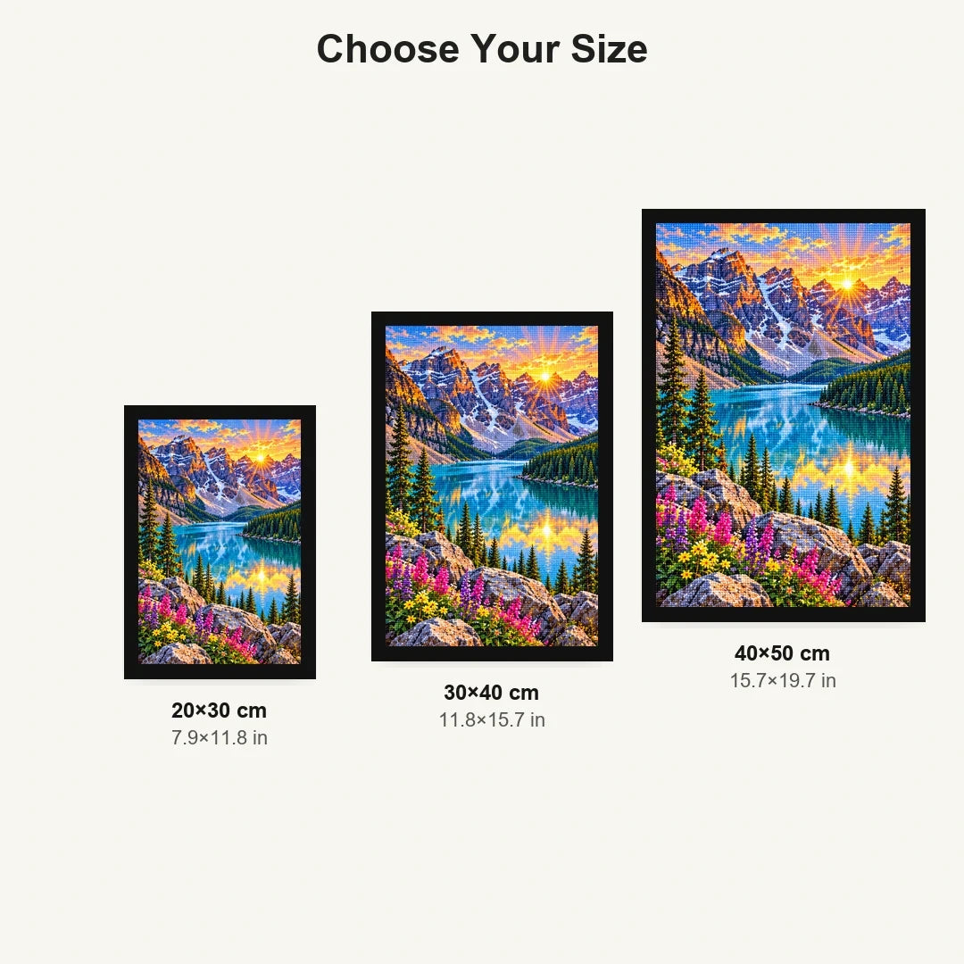Banff Moraine Lake Sunrise size comparison