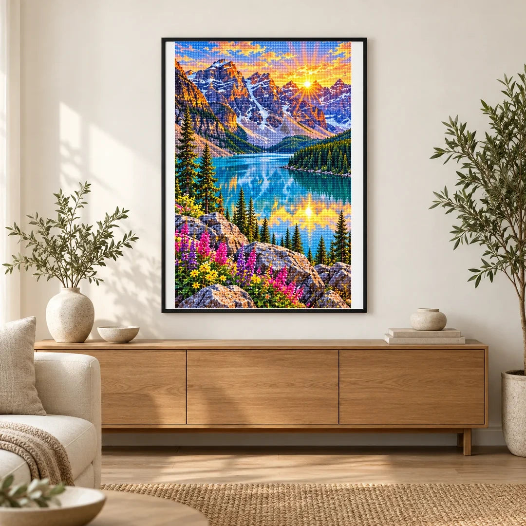 Banff Moraine Lake Sunrise finished artwork in home décor