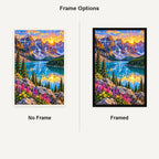 Banff Moraine Lake Sunrise No Frame and Framed comparison
