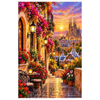 Barcelona Flower Balcony Evening original artwork on white