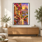 Barcelona Flower Balcony Evening finished artwork in home décor