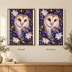 Framed and no-frame options for the Barn Owl Indigo Thistle Frame diamond painting