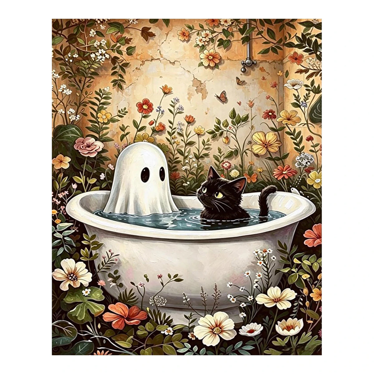 Original artwork for Bathtub Companions Diamond Painting Kit